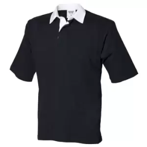 image of Front Row Short Sleeve Sports Rugby Polo Shirt (M) (Black)