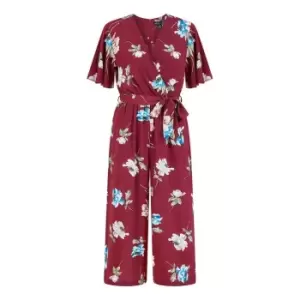 image of Mela London Burgundy Floral Print Jumpsuit - Red