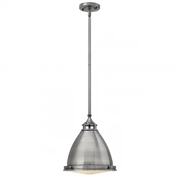 image of 1 Light Medium Dome Ceiling Pendant Polished Antique Nickel, E27