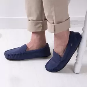 Image of totes Navy Soft Felt Mens Moccasin Slippers Navy Blue