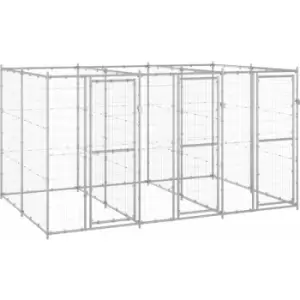Image of Vidaxl - Outdoor Dog Kennel Galvanised Steel 7.26 m² Silver
