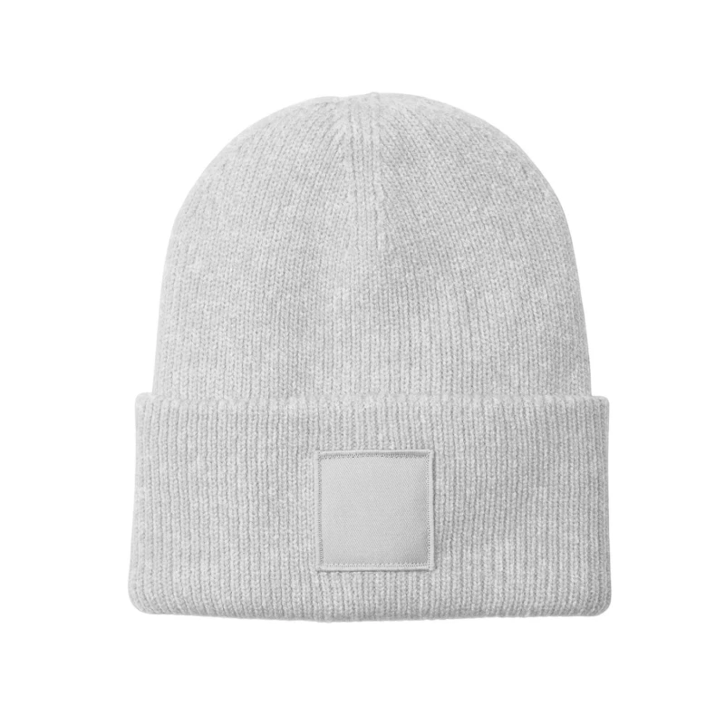 Image of Beechfield Beechfield Men Tonal Patch Deep Cuffed Beanie in Light Grey Light Grey One Size Male 5063574977432