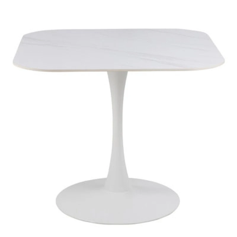 Image of Furniture To Go Malta Ceramic Square Dining Table In White