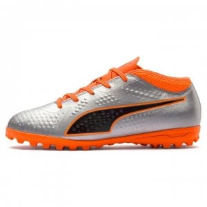 Puma ONE 4 Junior Astro Turf Trainers - Silver/Orange