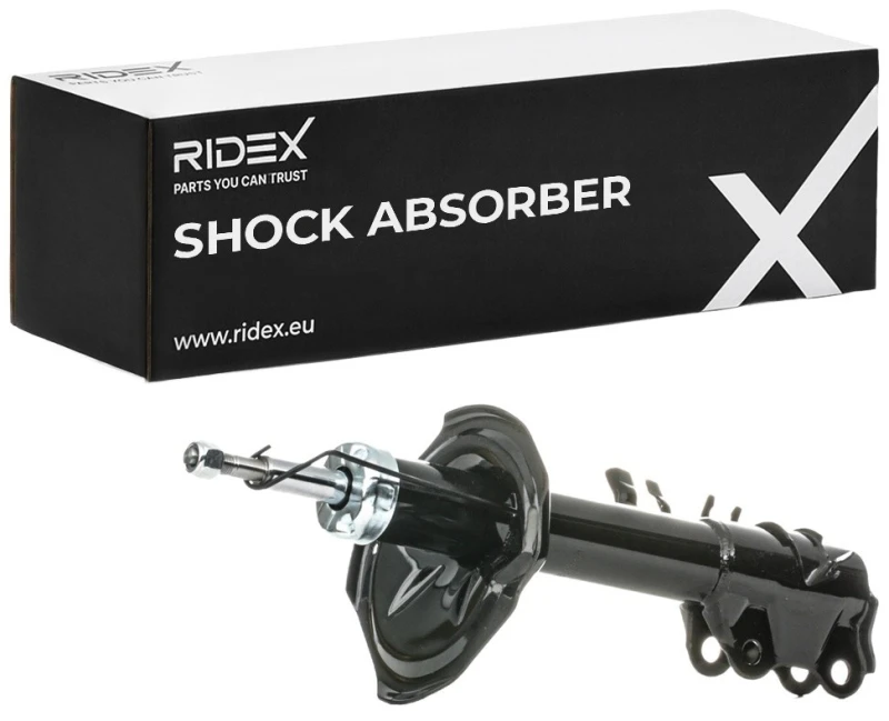 Image of RIDEX 854S0402 Shock absorber Front Axle Left, Gas Pressure, Twin-Tube, Suspension Strut, Top pin Shock Absorber (854)