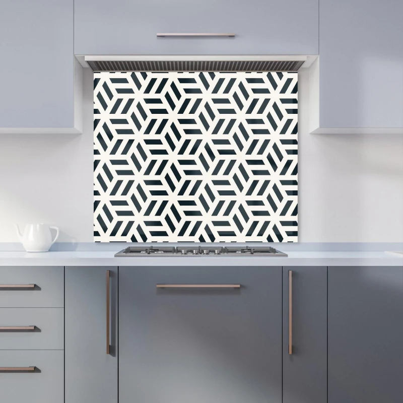 Image of Warren Reed - Designer Geometric Modern Ornment Kitchen Splashback in Black Size: 600mm x 750mm Black Unisex 600mm x 750mm