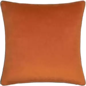 Image of Meridian Velvet Cushion Pumpkin/Mocha - Pumpkin/Mocha - Paoletti