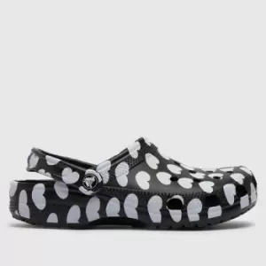 image of Crocs Black & White Classic Heart Icon Clog Sandals