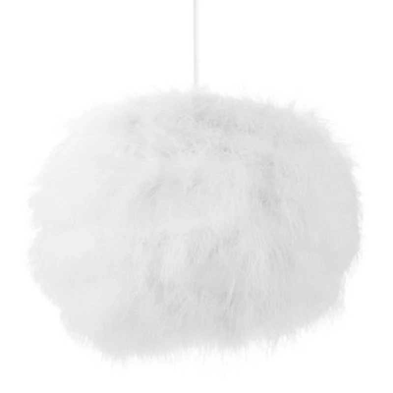 Image of Happy Homewares Modern And Distinctive Small Real White Feather Decorated Pendant Light Shade