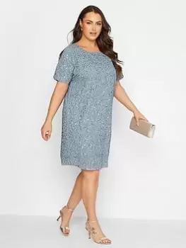 Image of Yours Curve Embellished Cape Dress - Blue Size 18, Women