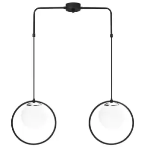 Image of Model 10 Deco 2-Light Globe Pendant Lamp Black Adjustable Height