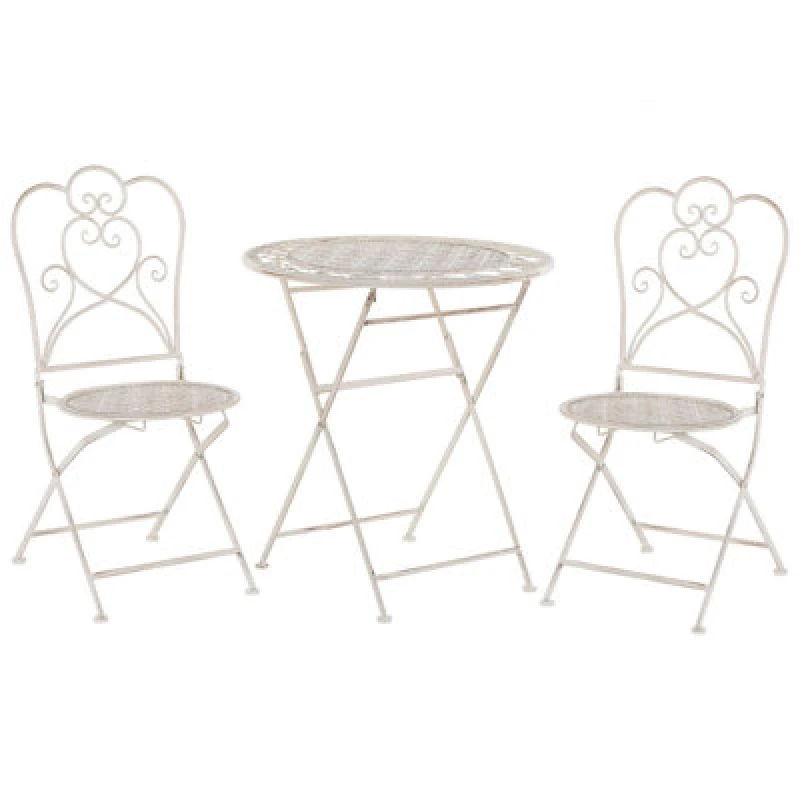 Image of Beliani Bistro Set Folding Trieste Metal Light Beige