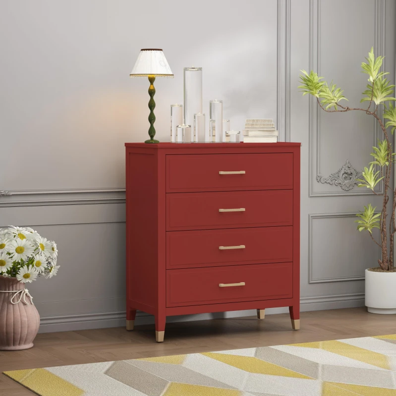 Image of Cabinet Bits Palazzi 4 Drawer Chest of Drawers in Red Red Unisex