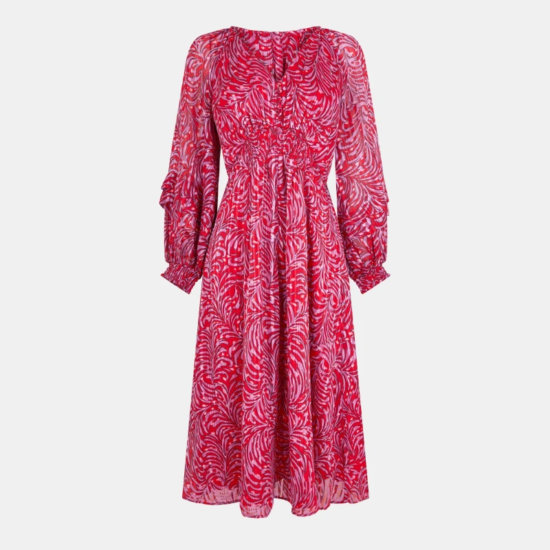 Image of French Connection Womens Calista Midi A-Line Dress Scarlet Red Mti female 8 (XS)