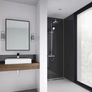 image of Bathstore Wetwall Upstand - 600 x 200mm - Slate - Glass