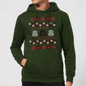 Image of Star Wars Empire Knit Christmas Hoodie - Forest Green - L
