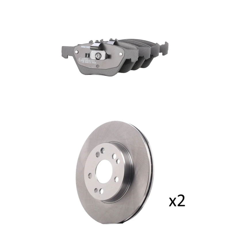Image of RIDEX 3405B3291 Brake disc and pads set Front Axle, Brake Disc Type: internally vented, prepared for wear warning indicator Brake Set,disc brakes (34