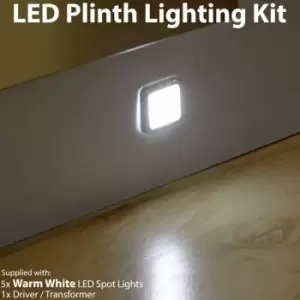 Image of Square LED Plinth Light Kit 5 warm white Spotlights Kitchen Bathroom Floor Panel