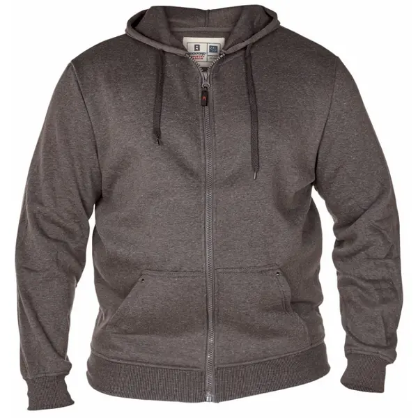 Image of D555 by Duke Duke Plain Zip Hoodie Colour: GREY MARL, Size: 3XL