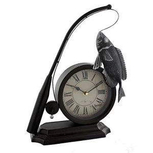 image of Hometime Mantel Clock - Fishing Rod & Fish