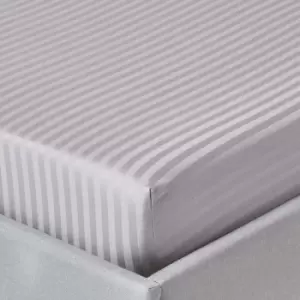 Image of Grey Egyptian Cotton Satin Fitted Sheet 330 Thread Count, Super King - Grey - Grey - Homescapes