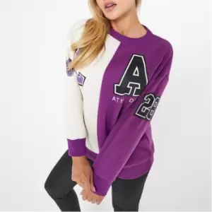 Image of I Saw It First LA Spliced Oversized Sweatshirt - Purple