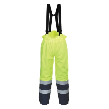 Image of Biz Flame Hi Vis Flame Resistant Multi Arc Trousers Yellow / Navy 2XL