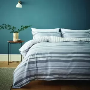 Image of Content by Terence Conran Kingston Stripe 100% Cotton 200 Thread Count Duvet Cover Set, Grey, King