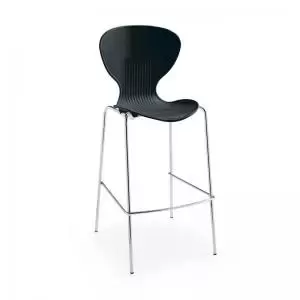 Image of Sienna one piece stool with chrome legs pack of 2 - black