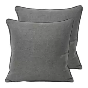 image of Paoletti Atlantic Twin Pack Polyester Filled Cushions Grey 45 x 45cm