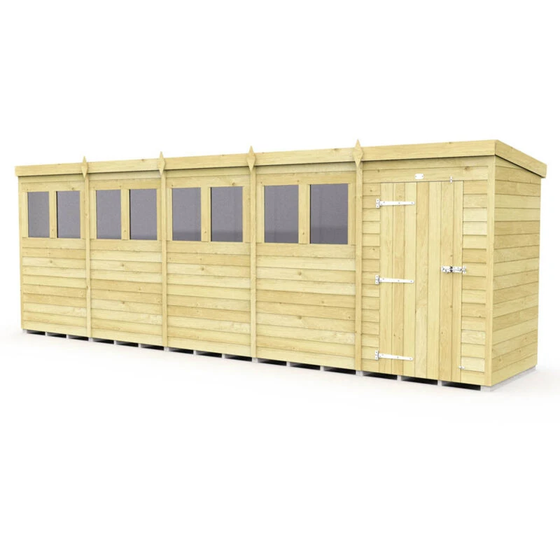 Image of Flat Pack Sheds DIY Sheds 20 x 4 Pent Shed, Brown 20X4PFF