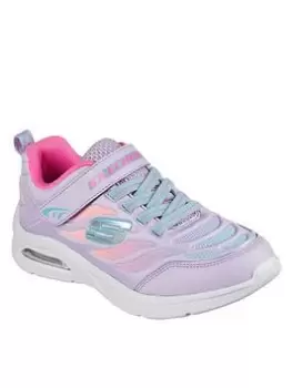 image of Skechers Girls Microspec Max Airy Color Gore & Strap Heat Embossed Trainer, Lavender, Size 3 Older