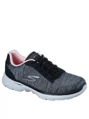 Image of Skechers Go Walk 6 Heathered Mesh Lace-up Trainers, Black, Size 4, Women
