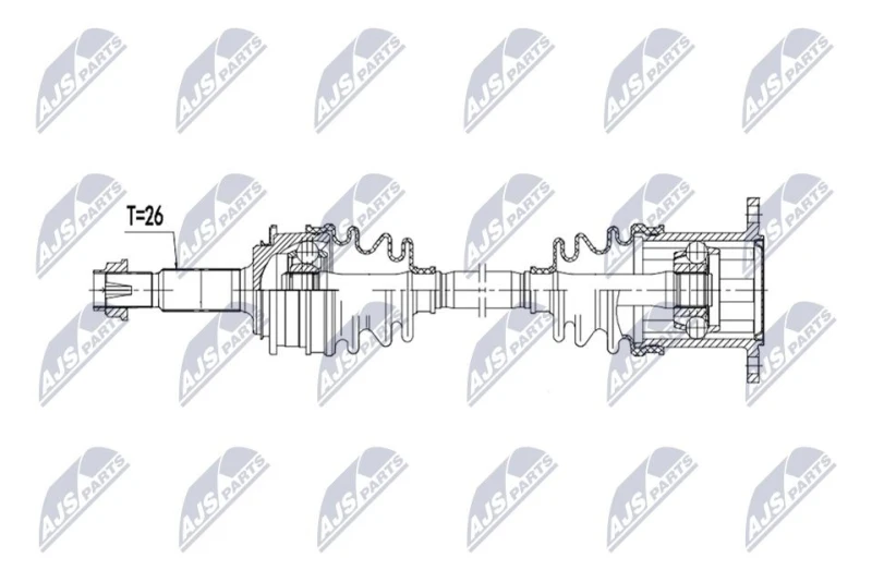 Image of NTY NPW-TY-266 Drive shaft CVT automatic transmission (stepless), Rear Axle Right Drive Shaft (13)