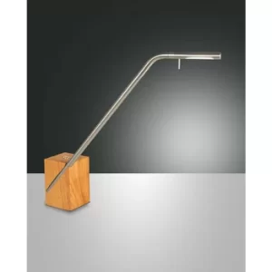 Fabas Luce Viktor Integrated LED Table Lamp Satin Nickel Glass