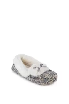 image of Brushed Check Moccasin Slipper