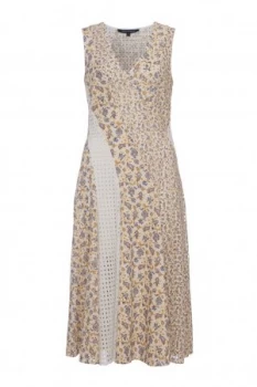 Image of French Connection Niko Broderie Printed Cotton Dress White