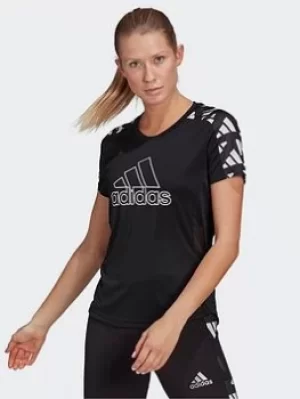 Image of adidas Own The Run Celebration T-Shirt, Black Size M Women