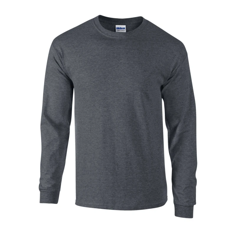 Image of Gildan Mens Ultra Heather Cotton Long-Sleeved T-Shirt in Grey Size: Small Grey Male S