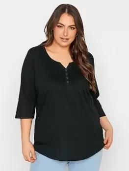 Image of Yours Pintuck Henley. Black, Size 18, Women