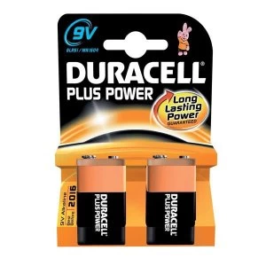 Image of Duracell Plus Battery 9V Pack of 2
