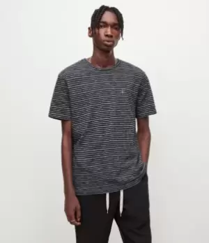 Image of AllSaints Mens Igor Stripe T-Shirt, Ink Navy, Size: XL