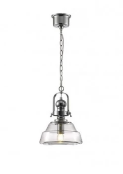 Image of Small Dome Ceiling Pendant E27 Polished Chrome, Clear Glass