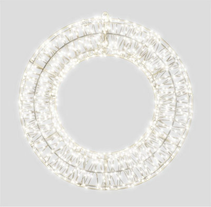 Image of Xmas Haus 70X9Cm 2D White Metal Wreath With 1200 Cool White Led