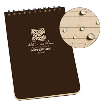 Image of Rite in the Rain Universal Notebook, Top Spiral Bound, 4" x 6" (50 Sheets) Brown