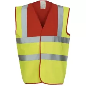 Image of Yoko Adults Unisex Two Tone Class 1 Reflective Jacket (2XL) (Red/Hi Vis Yellow) - Red/Hi Vis Yellow