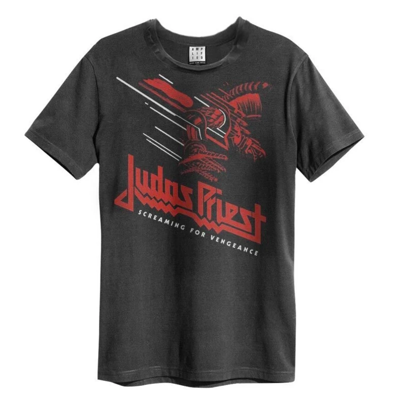 Image of Amplified Amplified Men Screaming For Vengeance Judas Priest T-Shirt in Charcoal Size: X-Small Charcoal XS Male 5063107585783