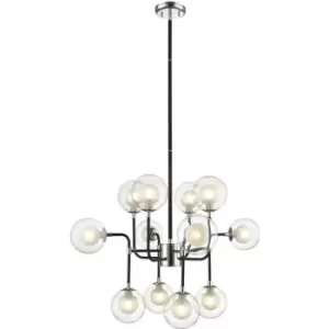 Image of Impex Remy 12 Light Pendant Ceiling Light Chrome Black