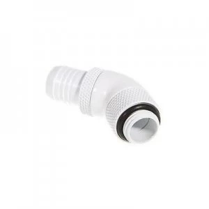 image of Bitspower fitting 45 degrees in 1/4 to 13mm ID - rotatable Deluxe White