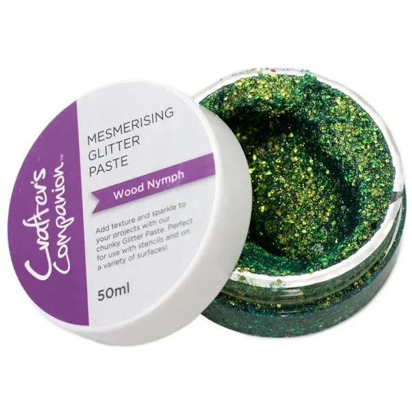 image of Crafter's Comanion Holographic Glitter Texture Paste 50ml Green Mesmerising Wood Nymph